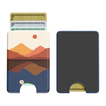 Casely MagWallet | Opposites Attract | Day & Night Colorblock Mountains | Slim Wallet Card Holder | Compatible with MagSafe | Soft-Touch Hard Silicone | Holds Up to 3 Cards - color: Opposites Attract | Day & Night Mountains