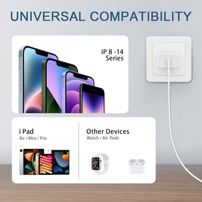CXX iPhone 14/13/12 Charger 20W Fast Charging [MFi Certified] - color: White, size: 6FT