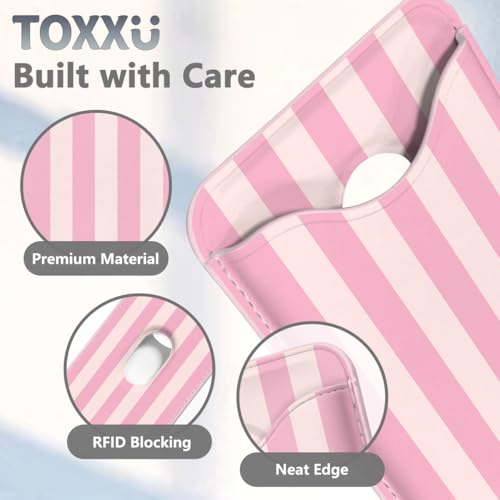 Stripe Magnetic Wallet for Magsafe Compatible with iPhone 17/16/15/14/13/12 Series Pro Max Plus Air (Phone Magnet Card Holder Fit 3 Cards for Women Girl Lether Mag Safe Wallets Pink) - color: Stripes (Pink)