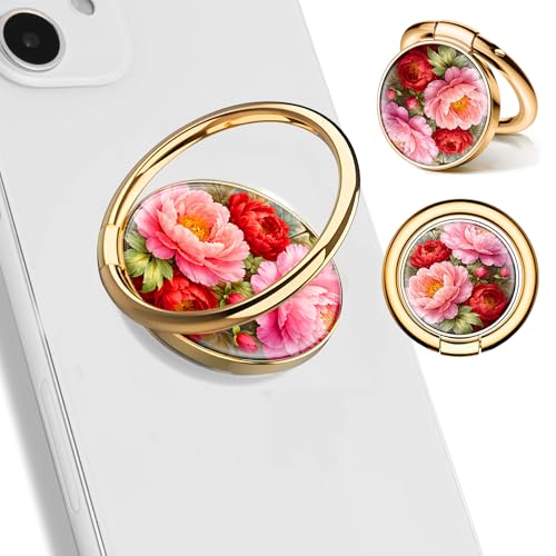 Cell Phone Ring Holder, Cute Phone Ring Grip Stand, 360°Rotation Funny Metal Kickstand Finger Grip Cute Blooming Flowers - color: Cute Blooming Flowers