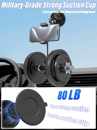 Suction Cup Car Phone Holder, Metal Phone Mount for Car Windshield