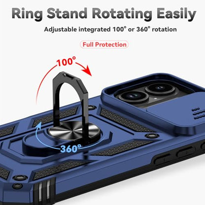 for iPhone 17 Case, with Slide Camera Cover HD Screen Protector [Military Grade 16ft. Drop Tested] Ring Holder Kickstand Protective Phone Case for Apple iPhone 17, Navy Blue - color: Navy Blue w/ Slide Camera 2nd gen. Military Grade