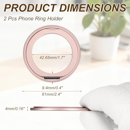 PATIKIL Phone Ring Holder, Metal 360 Rotation Magnetic Phone Grip Holder Stand with Adhesive Backing Smartphone Finger Grip Kickstand for Tablet Case Car Mount Accessory, Pink - color: Pink