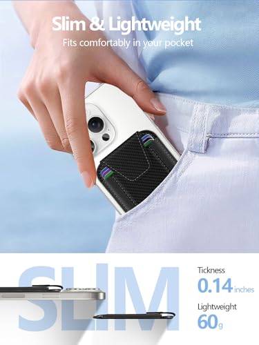 Miroddi for MagSafe Wallet with Privacy Flap, Strongest Magnetic Wallet - color: Black Carbon Fiber