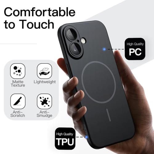 JETech Magnetic Slim Case for iPhone 17, Black - color: Black, size: iPhone 17