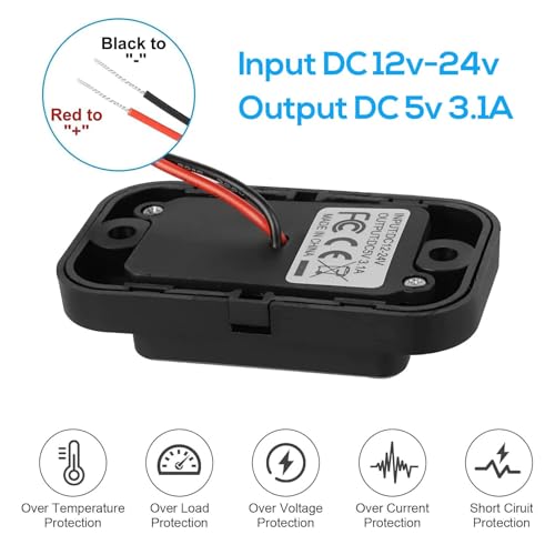 Linkstyle RV USB Outlet, 12V/24V USB Charging Port, 30W PD USB-C & 18W QC3.0, Panel Mount for Camper Marine Boat - color: black