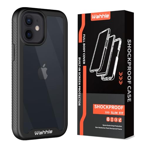 Compatible with iPhone 12 Mini Case, Built in Screen Protector Full Body Shockproof Slim Fit Bumper Protective Phone Cover 5.4'' Men Women-Black/Clear - size: iPhone 12 Mini