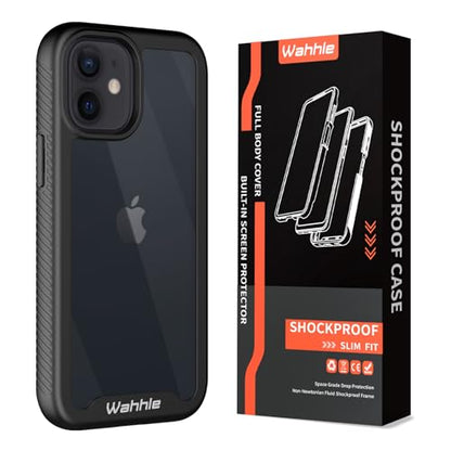 Compatible with iPhone 12 Mini Case, Built in Screen Protector Full Body Shockproof Slim Fit Bumper Protective Phone Cover 5.4'' Men Women-Black/Clear - size: iPhone 12 Mini