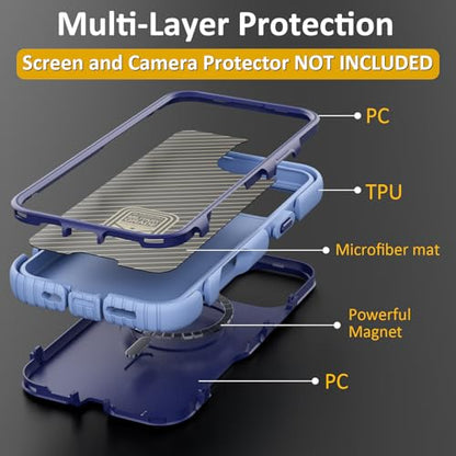 Follaroma Magnetic for iPhone 16 Case, Heavy Duty Cases, Blue-Purple,6.1" | Compatible with MagSafe, Heavy Duty Shockproof,Military-Grade Anti-Drop Protective,Dual Layer Magnetic Protection Phone Cover - color: Blue-Purple, size: iPhone 16 6.1''