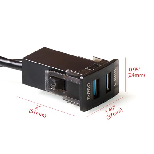 Timloon Dual USB 3.0 Car Dash Flush Mount Extension Cable Length 3.3FT 1M for Honda（Size：0.95‘’x1.46“x2”）