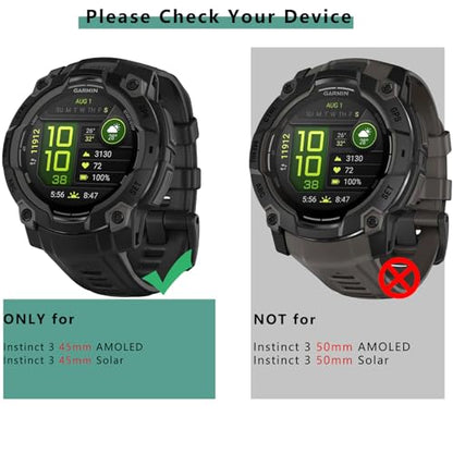 [1+4 Pack] Case with Tempered Glass Screen Protector Compatible with Garmin Instinct 3 45MM AMOLED/SOLAR, Bumper Full Coverage Protective Soft Cases Face Cover for Instinct 3 45MM - size: 45MM