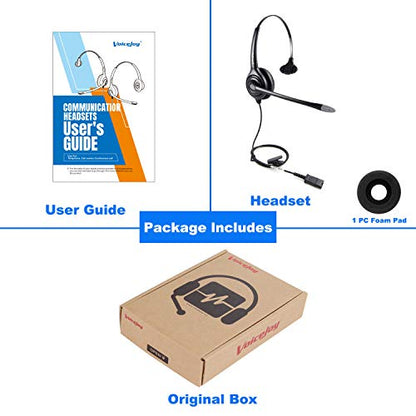 VoiceJoy Monaural Headset with Noise Cancelling Microphone with QD(Quick Disconnect),Compatible and Plantronics QD Quick Disconnect Connector