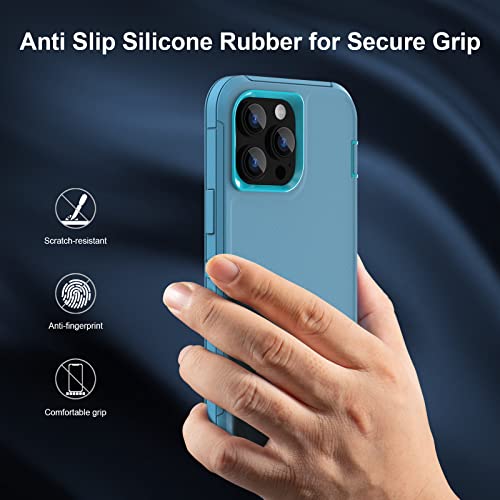Sansunto Case for iPhone 13 Pro, Shockproof Phone Case for boy, Heavy Duty Full Body Protection Silicone Rubber Rugged Hybrid Phone Cases for iPhone 13 Pro in 6.1 Inch (Teal/Turquoise) - color: Teal/Turquoise