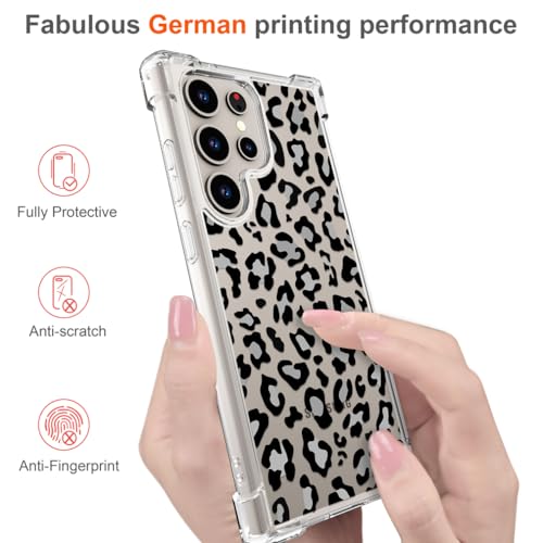 Hungo Galaxy S24 Ultra Case Leopard Cheetah Cute Clear Design, Girly for Women Girls Floral Transparent Case Compatible with Samsung Galaxy S24 Ultra Leopard Cheetah Print - color: Leopard Cheetah