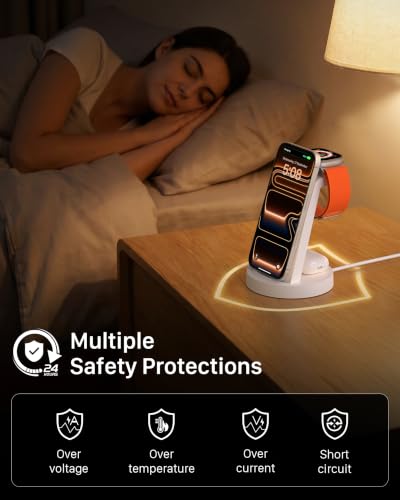 Anlmz 3 in 1 Charging Station - Wireless Charger for Apple Multiple Devices - color: White