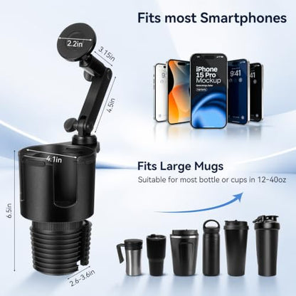 Magnetic Car Cup Holder Phone Holder, 2-In-1 Cup Holder Extender for Car - color: Magnetic Holder
