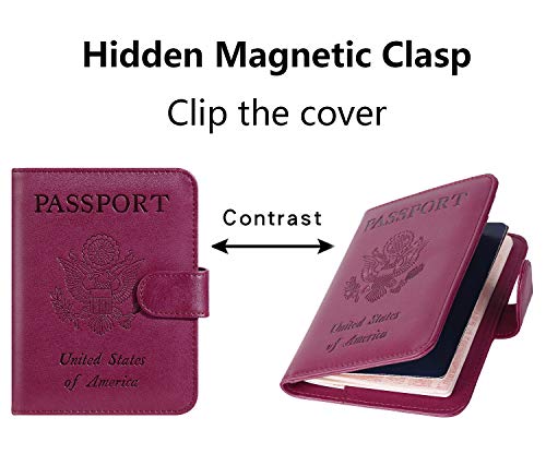 Passport Holder Cover Wallet RFID Blocking, Travel Essentials | Leather Card Case, Travel Accessories for Women Men, Purple - color: Purple