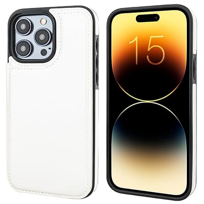 ONETOP for iPhone 15 Pro Max Wallet Case with Credit Card Holder,White | Kickstand,ID/Cash Holder,Case Wallet with Card Slots,Double Magnetic Clasp,Durable PU Leather Shockproof Cover for Women Men - color: White