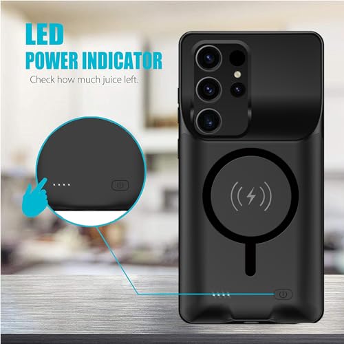 Battery Case for Galaxy S22 Ultra/S23 Ultra, [12000mAh] Slim Portable Protective Fast Charging Case Backup Power Bank Battery Case Compatible with Galaxy S22 Ultra/S23 Ultra-6.8 inch-Black - size: Galaxy S22 Ultra/S23 Ultra