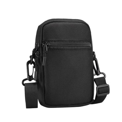 Multi-Functional Cell Phone Belt Holster, Water Repellent Nylon Crossbody Waist Bag Fits 7.2 Inch Phones, 4 Ways Wear Shoulder Hand Wrist Carry Pouch for Outdoor Travel Hiking(Black) - color: Black
