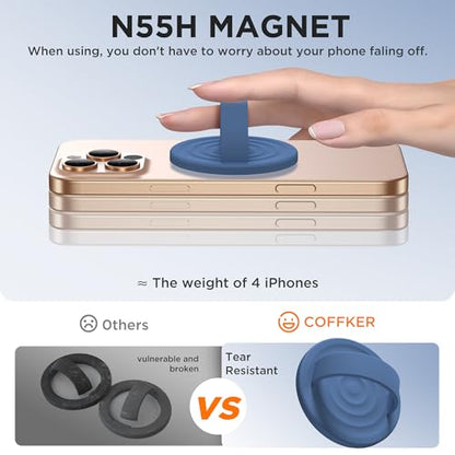 Magnetic Phone Grip for MagSafe, Silicone Ring Grip, Azure Blue - color: Azure Blue