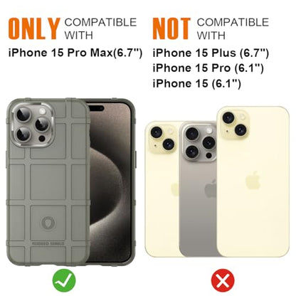 Rugged Shield 8ft Drop Proof TPU Thick Armor Tactical Protective Case Compatible with iPhone 15 Pro Max (6.7 inches) - Light Clay - color: Light Clay, size: iPhone 15 Pro Max