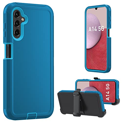 for Samsung Galaxy A14 5G case,A14 5G Heavy Duty case,[Military Grade Protective ][Shockproof] [Dropproof] [Dust-Proof], Compatible with Galaxy A14 5G (Lake Blue) - color: Lake Blue