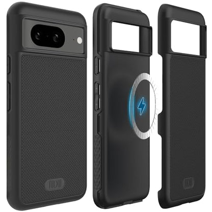 TUDIA MergeGrip [Magsafe Compatible] Designed for Google Pixel 8 Case (2023) - Dual Layer [Military Grade] Shockproof Slim Rugged Tough Heavy Duty Phone Cases - Matte Black - color: Matte Black, size: Magnetic Pixel 8