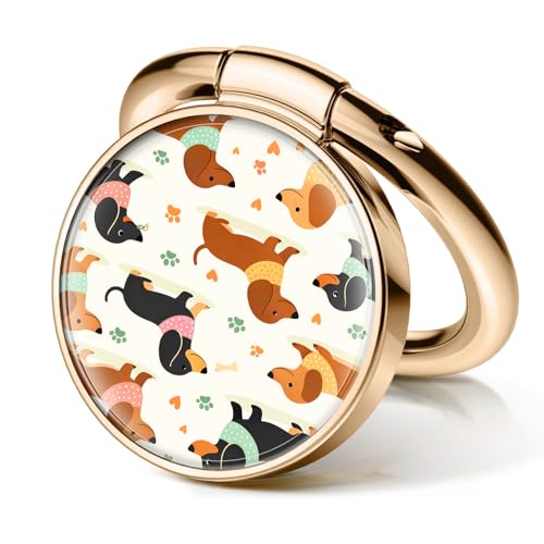 Cell Phone Ring Holder, Cute Metal Phone Grip Stand Finger Ring Kickstand, Flexible 360°Rotation Phone Tablet Case Accessories Compatible with Most Phones Cute Dachshund Dog - color: Cute Dachshund Dog