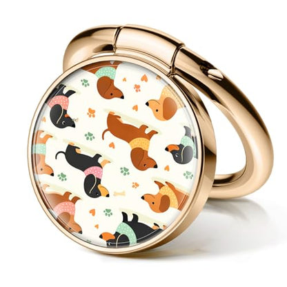 Cell Phone Ring Holder, Cute Metal Phone Grip Stand Finger Ring Kickstand, Flexible 360°Rotation Phone Tablet Case Accessories Compatible with Most Phones Cute Dachshund Dog - color: Cute Dachshund Dog