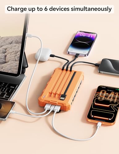 Solar Charger Portable Power Bank 20000mah External Battery Pack for iphone - color: Orange