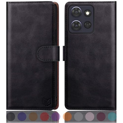 SUANPOT Compatible with Moto G Power 2026/Power 2025/Play 2025 Wallet case with RFID Blocking Credit Card Holder,Flip Book PU Leather Protective Cover Women Men for Power 2026 Phone case Black - color: Black