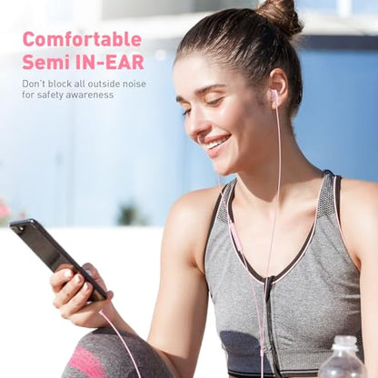 USB C Headphones Magnetic Wired Earbuds with Mic Volume Control 4ft Pink - color: Rose-Pink