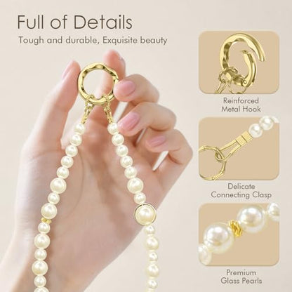SURPHY Phone Charm, Handmade Beaded Phone Wrist Strap with Tether Tab - color: A- Pearl Loop