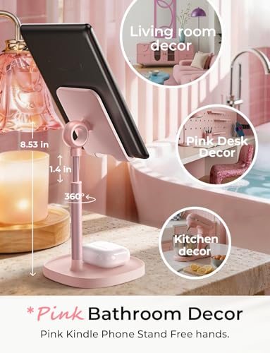 LISEN Cell Phone Stand iPhone Holder for Desk, Pink Gifts for Women Girls - color: A- Pink