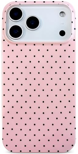 Qokey Compatible with iPhone 17 Pro Max Case, Black Polka Dot TPU Glossy Case, Cute Simple Aesthetics Design for Girls Women, Lightweight Soft Slim Protection Fashionable Cover - Pink - color: Black Dots & Pink