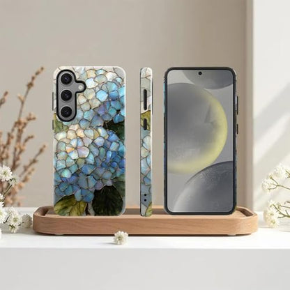 Compatible with Samsung Galaxy S24 Case,Glossy Case All-Round Protection Shockproof Anti-Scratches TPU Cover,Cases for Man Woman-Hydrangeas Bush Stained Glass - color: Hydrangeas Bush Stained Glass, size: Galaxy S24