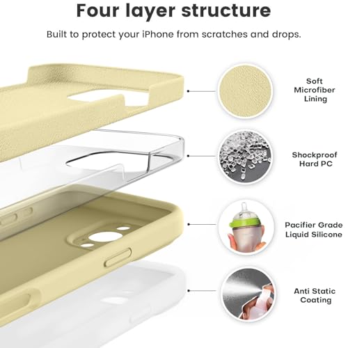 Vooii Compatible with iPhone 16 Pro Max Case, Liquid Silicone Upgrade [Camera Protection] [Soft Anti-Scratch Microfiber Lining] Shockproof Phone Case for iPhone 16 Pro Max 6.9 inch - Creamy Yellow - color: Creamy Yellow, size: iPhone 16 Pro Max
