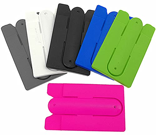 Card Holder with Cell Phone Stand,Stick-on Silicon Rubber Smartphone Sleeve Support Wallet(6pcs)