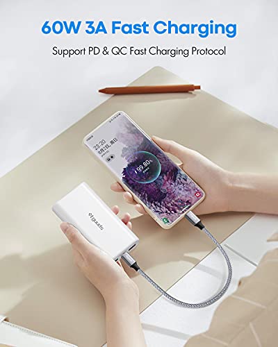 etguuds USB C to USB C Cable 0.5ft, 2-Pack 60W C to C Cable Fast Charging - color: Gray, size: 0.5ft