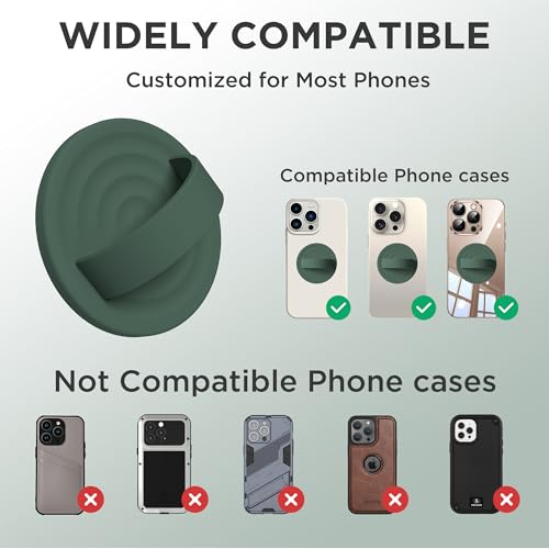 Upgraded Magnetic Phone Grip, Liquid Silicone Soft and Portable, Removable Finger Loop Ring Grip Holder for iPhone, Strong Magnetic Attraction, Compatible with MagSafe Phone Case, Alpine Green - color: Alpine Green