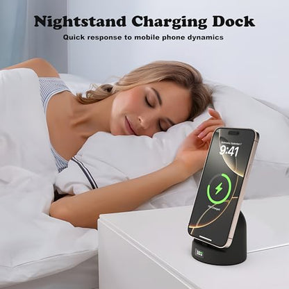 Phone Charging Stand for Samsung/iPhone15/16/17,Charger Stand with USB-C,Charging Station with LED Power Display,Charging Dock for Nightstand Black Silicone - color: BLACK
