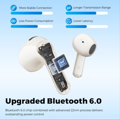 SoundPEATS Air6 HS LDAC Hi-Res Wireless Earbuds, Bluetooth 6.0, 13mm Driver - color: Beige