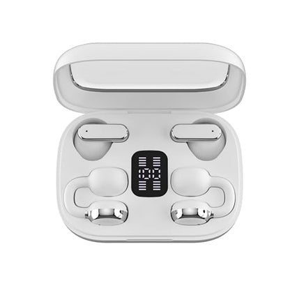 RCA EarSwitch Pro 4-in-1 Duo TWS Wireless Earbuds, Bluetooth 5.4 Open-Ear & in-Ear Dual Buds with LED Charging Case, Touch Control, Built-in Mic, 6H Playtime for Sport & Office (White) - color: White