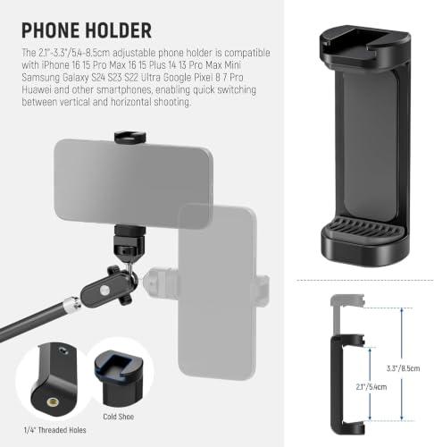 NEEWER 30" Articulating Magic Arm with Desk Super Clamp/Action Cam Mount/Phone Holder, Overhead Camera Mic Boom Stand, Compatible with GoPro iPhone DSLR Webcam Microphone Video Recording, UA056 - style: UA056