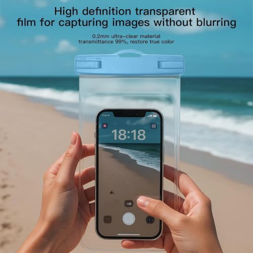 Waterproof Phone Pouch Compatible for iPhone 7in -Pink and Blue | IPX8 Waterproof Case, Beach Travel Must Haves, Beach Essential, Dry Bag, 2 Pack, for iPhone 17/16/15/14/13/12 Pro Max - color: A3-Blue and Pink