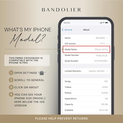 Bandolier Hailey Leather Crossbody Phone Case iPhone 16 Pro- Cognac | Crossbody leather phone case. Built-in wallet w/ snap-closure. Adjustable & removable leather strap. Phone drop protection. - color: Cognac/Gold, size: iPhone 16 Pro
