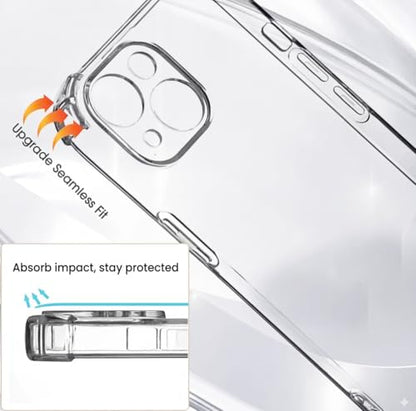 Clear Case for iPhone 13, 14, 15, Shockproof TPU Slim Transparent Phone Case, Anti-Yellow Protective Cover, Lightweight Scratch Resistant
