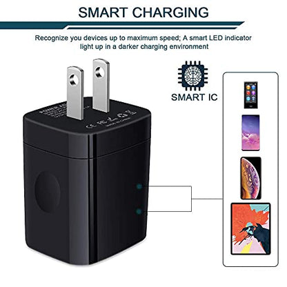 Wall Charger Plug, USB Charger Cube, AILKIN 3.1A 3-Muti Port USB Adapter - color: Wall Charger Black