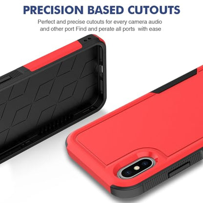 for iPhone X/iPhone Xs Case: Dual Layer Protective Heavy Duty Cell Phone Case Shockproof Rugged Bumper Tough with Screen Protector - Military Grade Drop Tested for Appple iPhone X/iPhone Xs, Red - color: Red (PC) + Black (TPU)